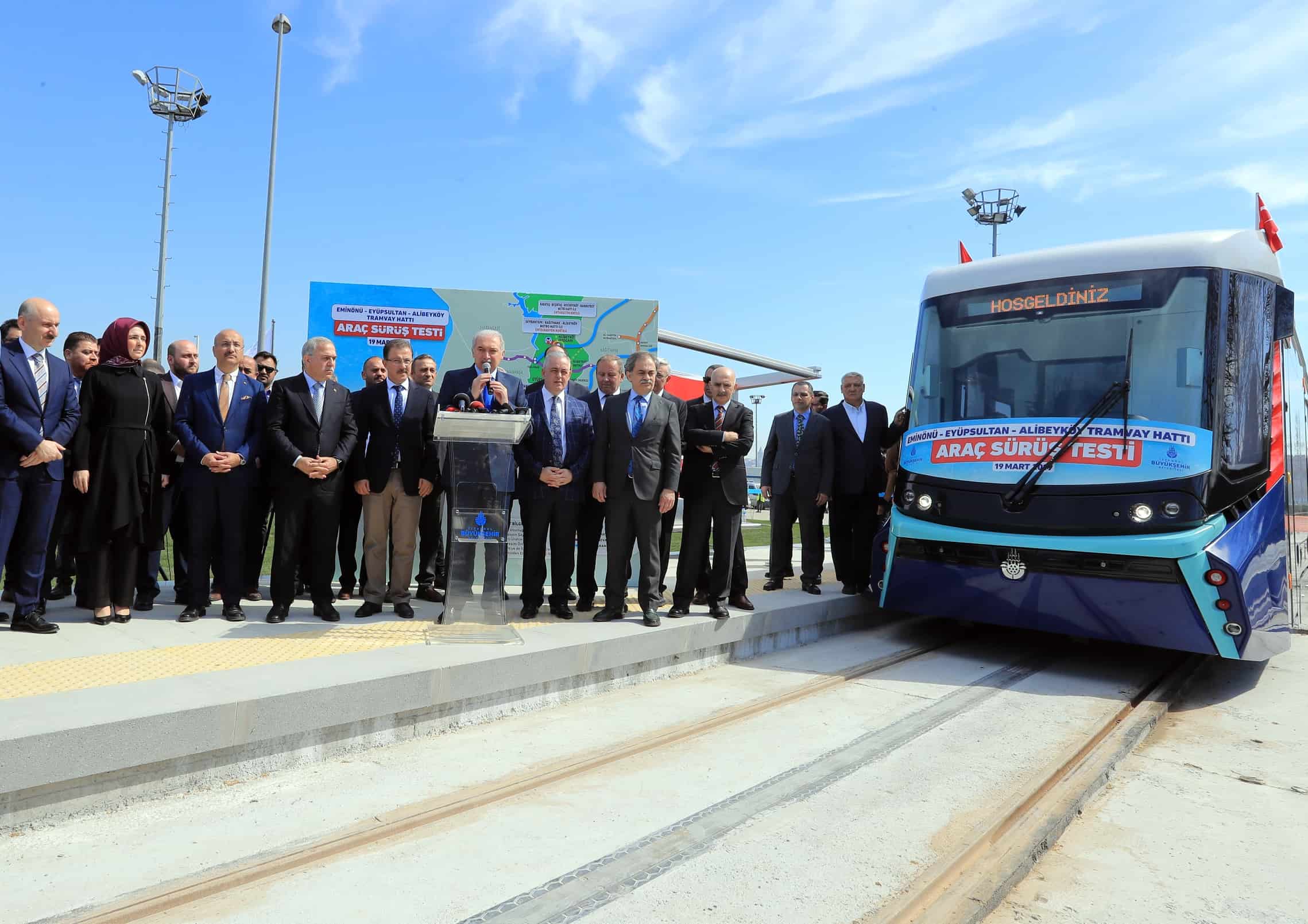 eminönü-alibeyköy tramvay hattı test sürüşü 19 mart 2020