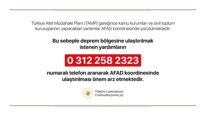 afad Elazığ koordinasyon merkezi telefon numarası