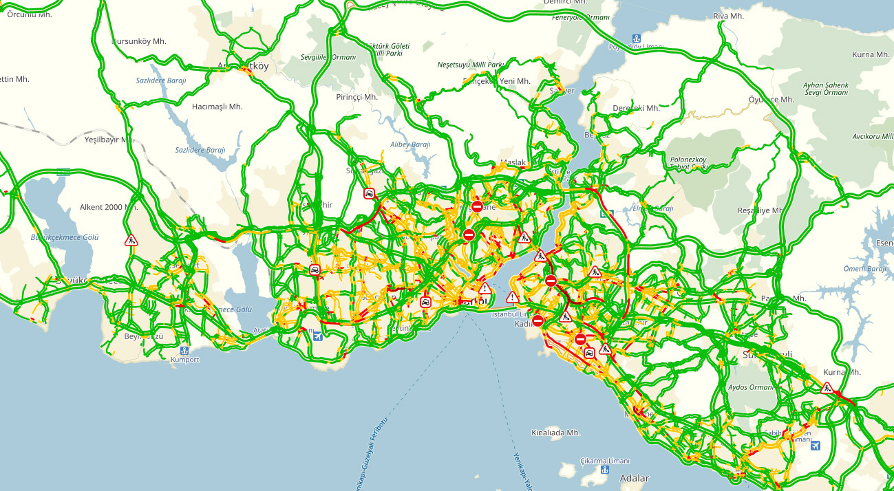 istanbul trafik yoğunluk haritası