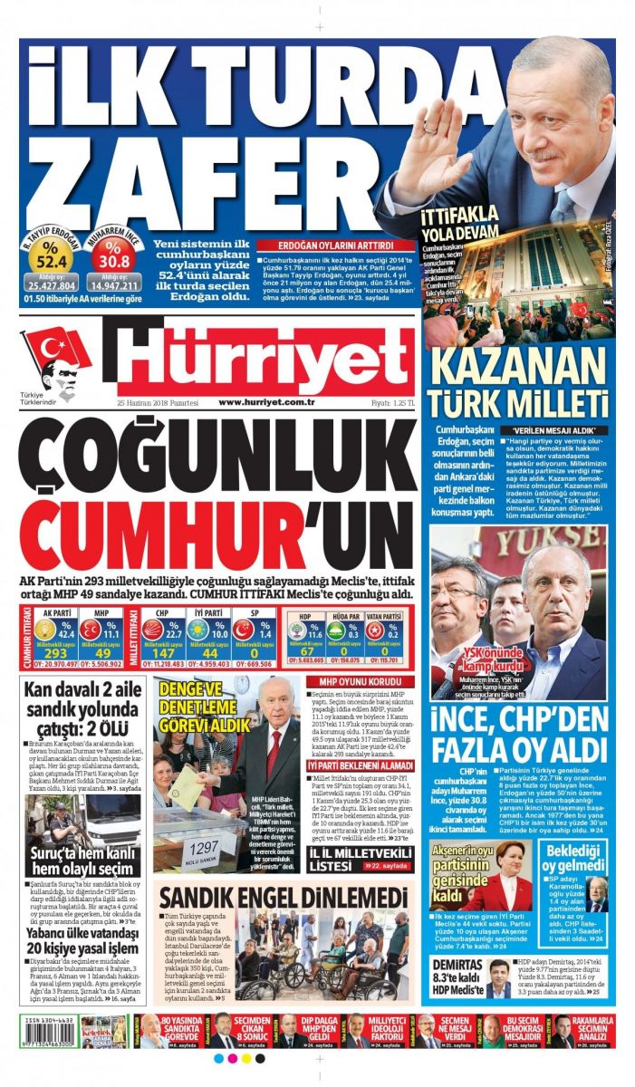 hürriyet gazetesi manşetleri 25 haziran seçim 2018 hürriyet gazetesi, gazeteler