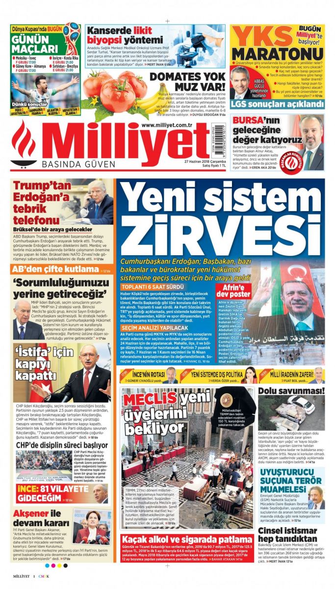 milliyet gazetesi ana sayfası milliyet gazetesi oku gazeteler 27 haziran gazeteleri